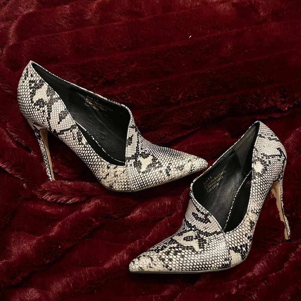 Black and white heels